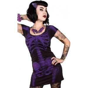 Kreepsville 666 purple skull dress